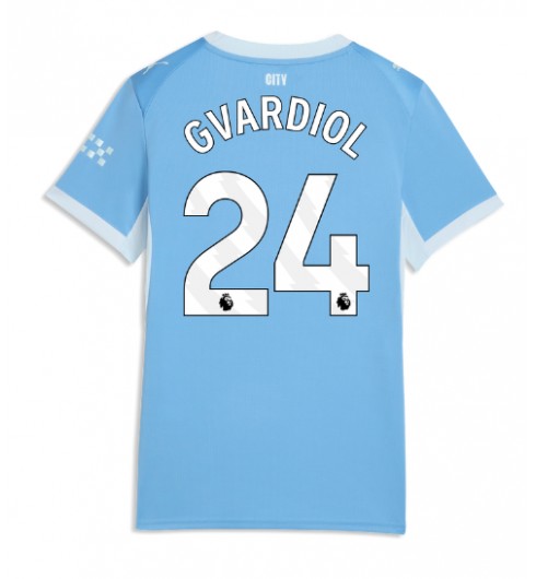 Manchester City Josko Gvardiol #24 Kotipaita Naisten 2026-27 Lyhythihainen Manchester City Josko Gvardiol #24 Kotipaita Naisten 2026-27 Lyhythihainen